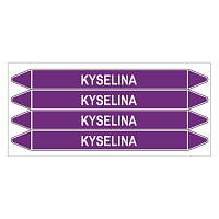 Značení potrubí, kyselina,4 ks, 250 × 26 mm